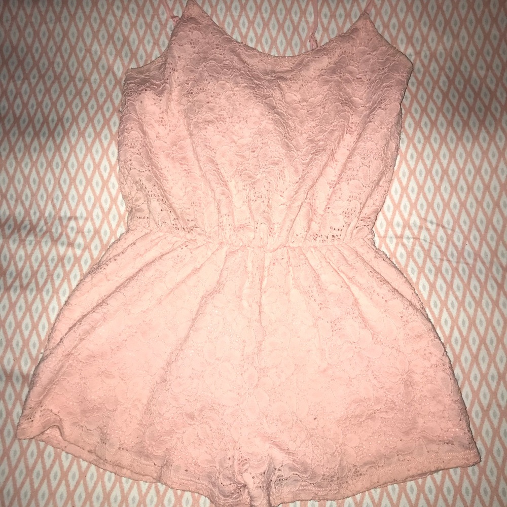 Pink flower print romper